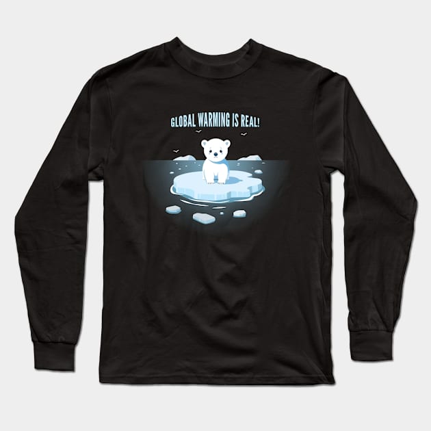 Global Warming Reality Tee 'Sad Polar Bear on Iceberg' Long Sleeve T-Shirt by Teesagor